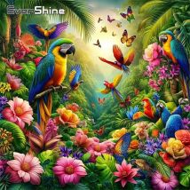 Evershine Parrot Diamond Embroidery Bird Animal Pattern For Adults Beginners Mosaic DIY Diamond Painting Flower Home Decoration
