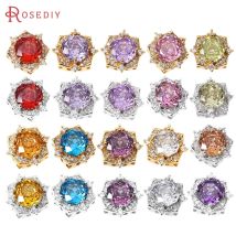 2 pezzi 18 carati color oro ottone e zircone fiore rosa distanziatore perline braccialetti collana fai da te di alta qualità creazione di accessori per gioielli