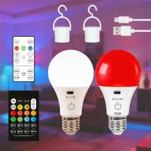 RGB/3 color USB Led Bulb Rechargeable Light Bulb Smart Bulb Dimmable E27 Bulbs with Timing Cordless Battery Operated Light Bulb