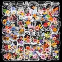 50 Stück Cartoon-Flaschen-Blumen-Aufkleber aus PET-Material zum Dekorieren von Wasserflaschen, Schreibwaren, Handbüchern, Handys, Aufklebern