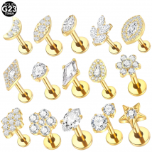 1PC Titan Zirkon Stern Blume Labret Piercing für Frauen Knorpel Tragus Daith Helix Stud Ohrring Körper Schmuck