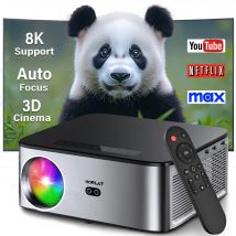 Proiettore LCD HORLAT 35000 Lumen, Beamer Android con supporto 8K, 1080P nativo, Wi-Fi 6 dual band, autofocus, correzione trapezoidale, per ufficio e home theater