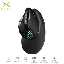 Delux M618XSD Seeker Mouse verticale ergonomico con schermo OLED 4000 DPI Ricaricabile 1000 mA Cover posteriore rimovibile per computer