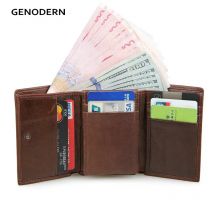 GENODERN Kurze Trifold Männer Brieftasche mit Multi-kartenhalter Mode Brieftasche für Männer RFID Blocking Brieftasche Anti Scannen Leder Geldbörse