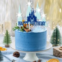Schneeflocke Schloss Kuchen Topper Acryl Geburtstag Party Kuchen Dekoration Schnee Thema Geburtstag Party Supplies Mädchen Party Kuchen Topper