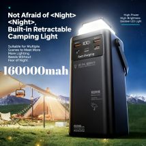 Centrale elettrica portatile da 200000 mAh con luce da campeggio a ricarica super veloce da 120 W 4 cavi incorporati Power Bank di emergenza per esterni