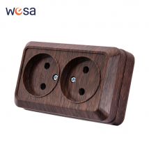 Holzwandoberflächenfarbe, Kunststoffstecker, Steckdose, Steckdosen, EU-Standard, klassisch, nicht geschliffen, flammhemmend, 250 V, Oberfläche für Zuhause
