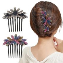 Molans Blume Kristall Haars pangen Mode Haarschmuck Brötchen Haar Kämme Kunststoff glänzende Haarnadeln für Frauen Haarschmuck