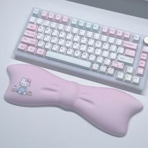 Niedliche Schleife Hello Kitty Tastatur-Handballenauflage, rutschfeste Gummiunterseite, Memory-Schaum, geeignet für 100 Tasten, 87 Tasten, 68 Tasten, Tastatur-Mauspad