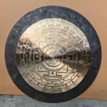 Gongi do terapii dźwiękiem - Gong Wietrzny Sri Yantra Deep Wave o średnicy od 14" do 36" z darmowym młotkiem Feng Gong do kąpi dźwiękowych, jogi.