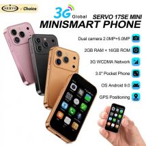 SERVO 17SE MINI 3G pequeño teléfono inteligente sistema Android Play Store 2GB + 16GB WhatsAPP GPS WiFi tarjeta SIM Dual 3,0 "pequeño teléfono móvil inteligente