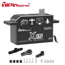 Yipinservo 15 kg PWM Digitaler bürstenloser Servomotor Vollmetallgetriebe Großes Drehmoment Low Profile Short Body Servo für Rc Car 1/8 1/10