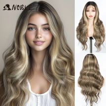Noble 13x4 Lace Front Wig Synthetic 28 inch Long wavy ombre blonde Wigs For Women Ombre Lace Front Wig Synthetic Lace Front Wig