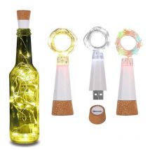 20 LEDs Korkflasche Lichterkette USB wiederaufladbar Weihnachtsgirlande Lichterkette für Schlafzimmer Zimmer Zuhause Hochzeit Party Dekoration