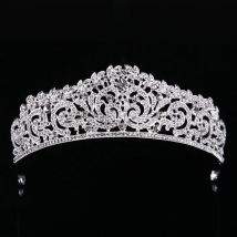 Gold Silber Farbe Kristall Krone Stirnbänder Barock Luxus Haar Zubehör Braut Prom Diadem Für Frauen Hochzeit Tiara