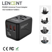 LENCENT PD20W Universal-Reiseadapter mit 1 AC, 2 USB-Anschlüssen, 1 Typ C Schnelllade-Netzteil, EU/UK/USA/AUS-Stecker für Reisen