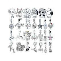 Halloween 925 Sterling Silver angel animal skull head Charms lover couple pendant Fit 3mm 925 bracelet women jewelry beads