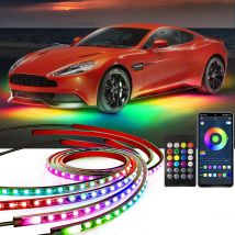 4in1 Neon LED Car Underglow Luce inferiore RGB Flessibile Striscia LED impermeabile Luce sottoscocca APP Lampada decorativa con telecomando