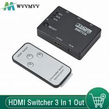 WvvMvv HDMI-kompatibler Umschalter 3 In 1 Out 3 Ports Hub Box Auto Switch 1080p HD 1,4 mit Fernbedienung für HDTV XBOX360 DVD Projektor