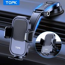 Supporto per telefono da auto TOPK supporto per cellulare regolabile 2 IN 1 aggiornato per cruscotto