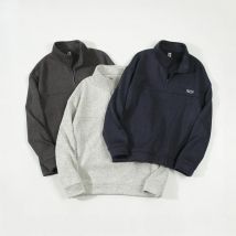 Herren bekleidung japanischer Reiß verschluss Hoodie Fleece Halb reiß verschluss Pullover loser Pullover gepolstert warm Herbst Winter Herren jacke Tops neu