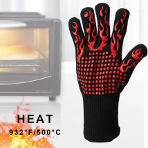 Rutschfeste feuerfeste Mikrowellen-Ofenhandschuhe, extrem hitzebeständige Ofenhandschuhe, 300–500 °C, flammhemmende Grill-Feuerhandschuhe