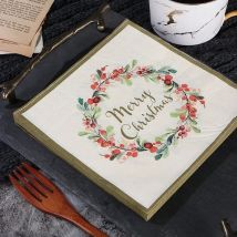 20 Stück 33 * 33 cm 2-lagiges Weihnachtsdekorpapier „Frohe Weihnachten“ Buchstaben Kränze Partypapier Tischsets Großhandel Günstig