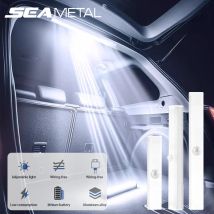 SEAMETAL Drahtloses Bewegungsmelder-Licht für Kofferraum, wiederaufladbar, USB-LED-Sensorlicht, 3-farbig, einstellbare Helligkeit, Nachtlampe