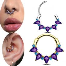 Anello al naso con zirconi Cerchio Anello al naso incernierato Cerchio del setto Pietra preziosa Conchiglia Daith Anello elicoidale Cerchi Rook incernierato Clicker Orecchini della cartilagine