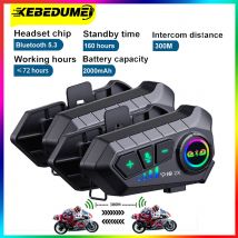 Kebidumei YP10 Bluetooth Interfono per casco moto 300M Intercomunicador wireless 2000Mah Moto Walkie Talkie con microfono morbido e rigido