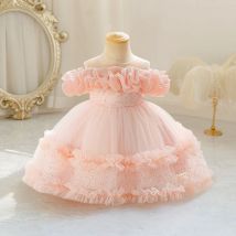 Kleinkind 1. Prinzessin Kleid für Baby Mädchen Kleidung Falten Design Party Kleider Mädchen ärmellose Geburtstag Taufe Kleidung