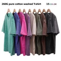 100 % Baumwolle, 15 Farben, 260 g, strapazierfähig, gewaschenes Retro-T-Shirt, Modemarke, Trendkleidung, T-Shirts, Damen, individuelle Produkte, Sommer-Tops
