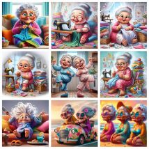 Momoart DIY Diamond Painting Woman Old Portrait New Arrival Embroidery Cartooon Picture Of Rhinestones Home Decor