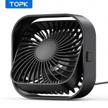 Topk usb tragbarer mini ventilator, tisch persönlicher elektrischer lüfter tisch, stehende lüfter für zimmer, 3 geschwindigkeit wind 360 ° drehbar für camping quie