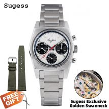 Sugess 37 mm Herren-Pilotenuhren Original ST19 Chronograph Swanneck Mechanische Armbanduhren Dome Sapphire Crystal Force Army 2024