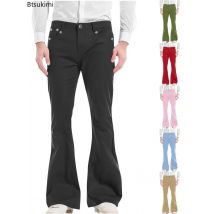 Neue Mode Herren Retro Flare Hosen Solide Slim Fit Mid-Rise Hosen Casual Streetwear Klassische 70er Jahre Bell-Bottom vier Jahreszeiten Tragen