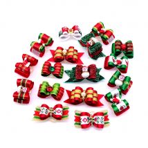 20 Pcs Dog Cat Hair Bows Christmas Pet Dog Cat Hair Bows Rubber Bands Small Dog Pet Grooming Pet Accessories Dog Supplier