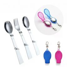 304 Stainless Steel Solding spoon Outdoor Portable Three-Fold Spoon Fork Travel Folding Spoon Storage Box Creative Tableware