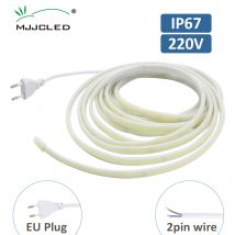 Tira de luces LED COB AC220V IP67, cinta Flexible impermeable, cable de 2 pines/lámpara de cinta con enchufe europeo, iluminación lineal para exteriores de 3000K/4000K/6000K