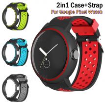 Custodia 2in1 + cinturino in silicone per Google Pixel Watch Band Pixel Watch Bracciale di ricambio con custodia protettiva per PC
