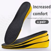 Solette invisibili per aumento di altezza per donna Uomo Sollevamento del tallone Scarpe gialle Suola Pad Traspirante Assorbimento degli urti Cuscino per la cura dei piedi