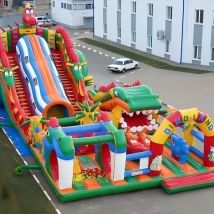PVC Inflatable Children's Castle with Inflatable Slide, Includes Air Blower and Repair Kit, Suitable for Amusement Parks.