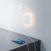 Lampada da parete moderna da lettura a LED AC 100-240V, a collo d'oca oltre alla lampada con porta di ricarica USB e di tipo C da 2,1 a per soggiorno camera da letto