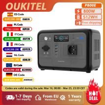 OUKITEL P800E Przenośna Stacja Zasilania 800W Generator Solarny 512Wh Bateria Lifepo4 Zasilanie Awaryjne Domowe Kemping na Zewnątrz Mobilne Zasilanie