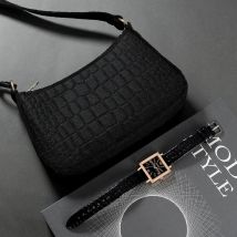 Weibliche Mode Uhr einfache Leder Quarz Armbanduhr Frauen Filz Achsel Tasche einzelne Umhängetasche Set Kleid Uhr montre femme