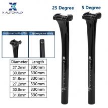 Sztycy rowerowe X Autohaux 27.2x330mm 30.8x330mm 31.6x330mm z włókna węglowego, czarne, z regulowanym kątem nachylenia, offset 12mm