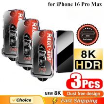 3PACKS Dust Free HD / Privacy Tempered Glass Film for IPhone 16 15 14 13 12 Pro Max 14 Plus Screen Protector Full 3D Protective