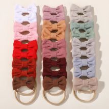 20pcs Random Color Kids Bows Headband for Baby Girl Cute Handmade Knitted Bowknot Children Hair Ties Headwear Hair Accessory