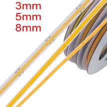 Striscia LED COB PCB da 3mm 5mm Ultra sottile 12V 24V 8MM Nastro luminoso con spina DC/2pin Filo dimmerabile Illuminazione lineare Lampada ad alta densità