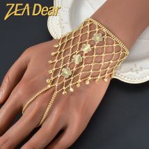 ZEADear Blumen-Schmetterlings-Armband, goldfarben, Armband, Braut, Verlobung, Hochzeitstag, Party, Geburtstag, Weihnachten, Geschenk